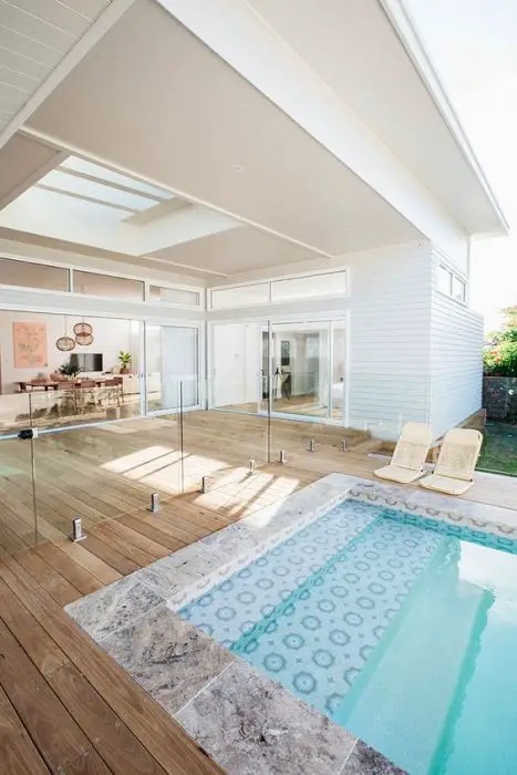 Perf different exterior type on housing but decor + pool design out of the sun room....