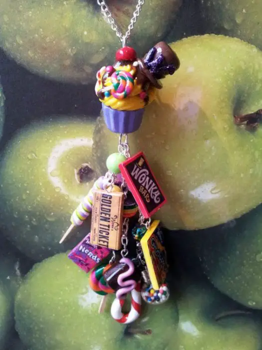 Willy Wonka Candy Cupcake Charm Necklace