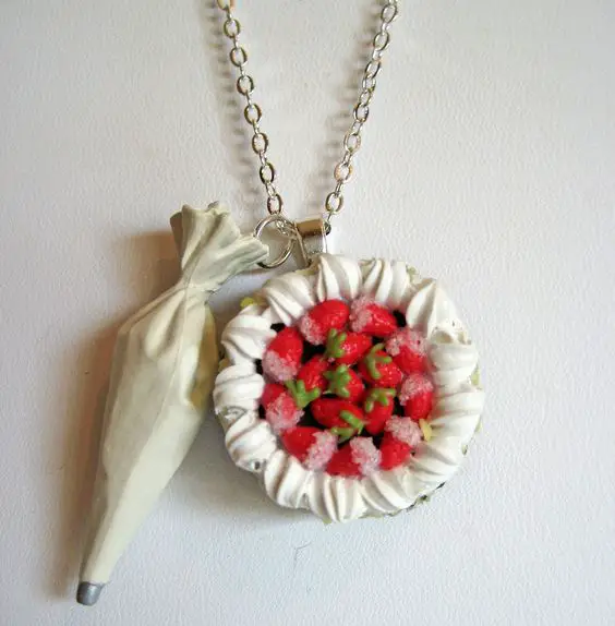 Frosting the Cake Charm Necklace - Food Jewelry - Polymer Clay