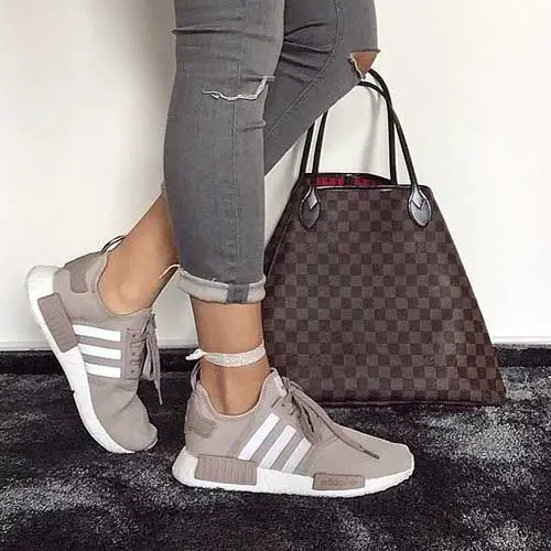 adidas-boost-with-louis-vuitton-bag- Classy and trendy sporty shoes http://www.justtrendygirls.com/classy-and-trendy-sporty-shoes/