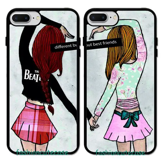 BFF Best Friends Couples Rubber Phone Case Cover For iPhone 8 7Plus 6S 5 4.