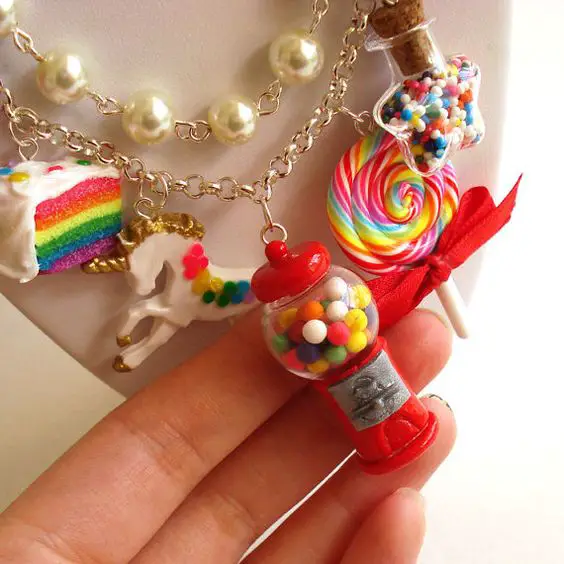 Statement Necklace Kawaii Rainbow Candy Shop by FatallyFeminine