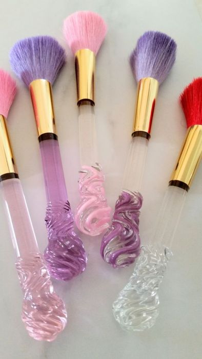 Custom Blown Glass Makeup Brushes by Susan Ziegler Designs