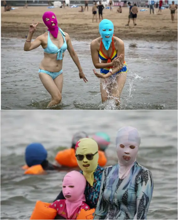 máscara divertido de la playa.