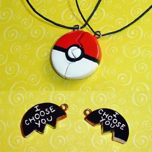 Pokemon - I Choose You - Pokeball Friendship Necklaces with Engraving | YellerCrakka - Jewelry on ArtFire: 