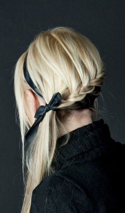 Love this!!!! All you need to do is french braid and add it into a side pony tail then add the ribbon on top