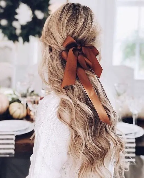 all tied up | half up half down #hairstyles with a bow