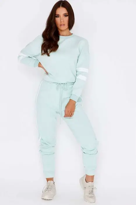 Larmina Mint Green Sports Stripe Joggers. Next day delivery available until 10pm. Order Now!