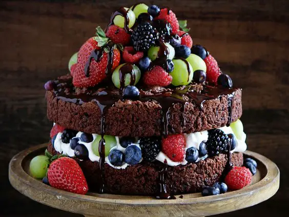 Naked Chocolate Cake recipe via Food Network