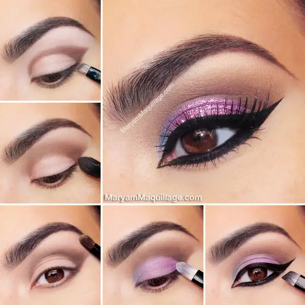 Resultado de imagen para purple makeup cat eye