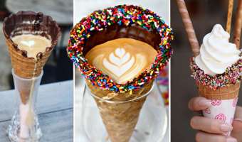 Café en conos de helado, deliciosos y hermosos