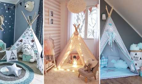 24+ Fantásticas Ideas de Decoración con Tipi para Cuartos de Niñas