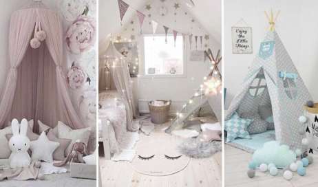24 Fantásticas Ideas de Decoración de Cuarto de Niñas con Tipi