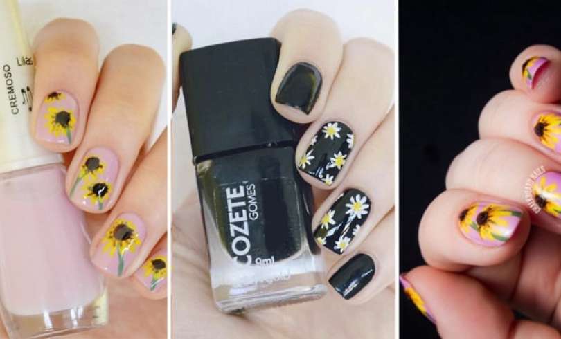 25+ ideas de diseño de uñas con flores girasoles
